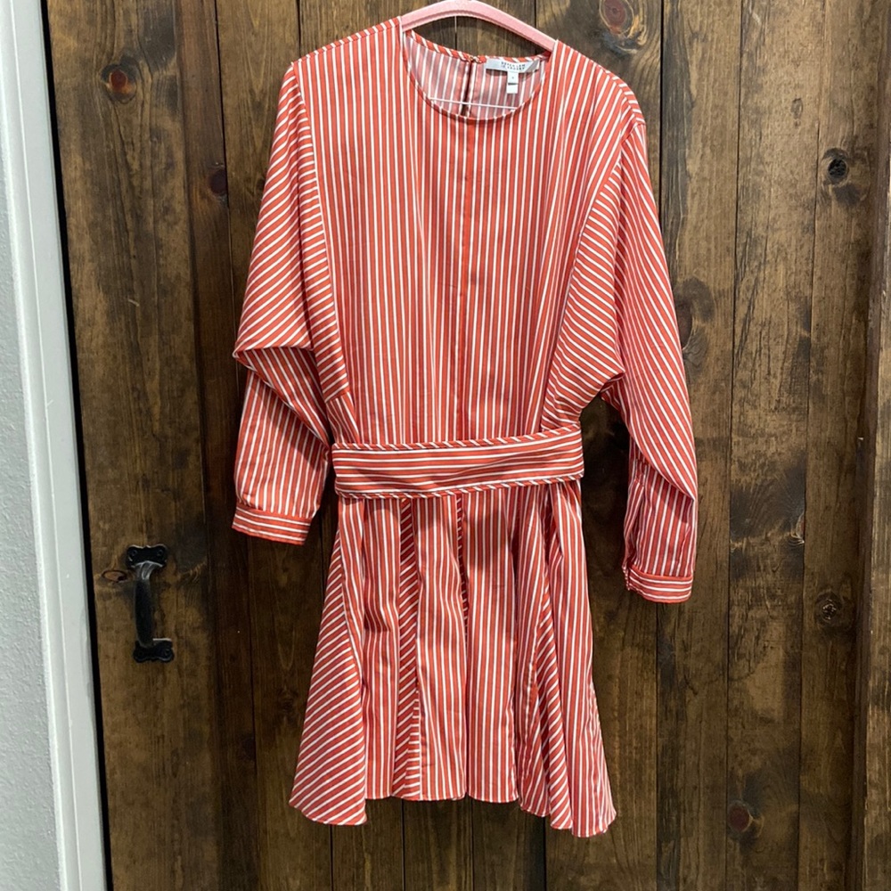 Derek Lam 10 Crosby Striped Long-Sleeve Godet Skirt Mini Dress (6)